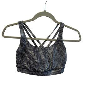 Lululemon Womens Size 6 Energy Stappy Sports Bra Black & White Abstract